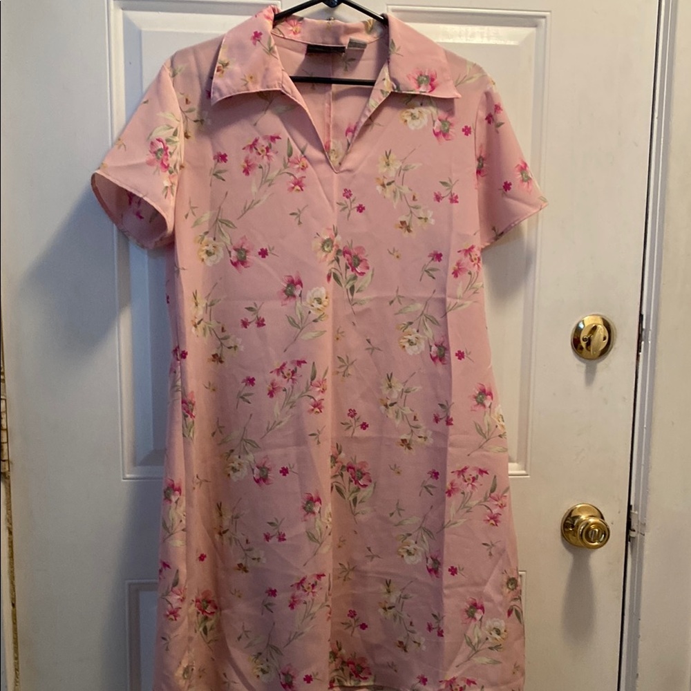 Floral Pink Short Sleeve Dress